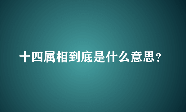 十四属相到底是什么意思？