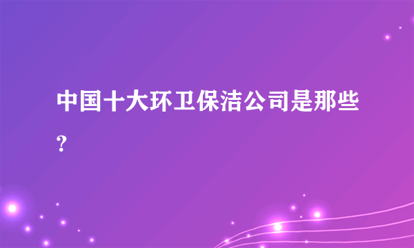 中国十大环卫保洁公司是那些？