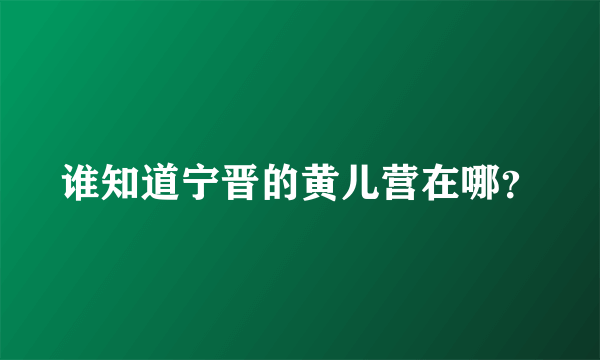 谁知道宁晋的黄儿营在哪？
