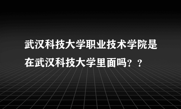 武汉科技大学职业技术学院是在武汉科技大学里面吗？？