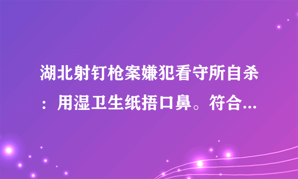 湖北射钉枪案嫌犯看守所自杀：用湿卫生纸捂口鼻。符合逻辑么，操作可行么？