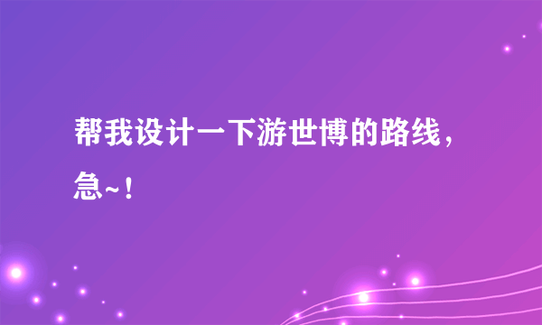 帮我设计一下游世博的路线，急~！