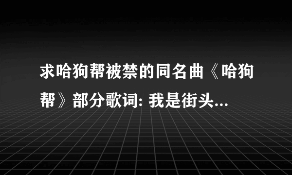 求哈狗帮被禁的同名曲《哈狗帮》部分歌词: 我是街头传教士 背hiphop十字