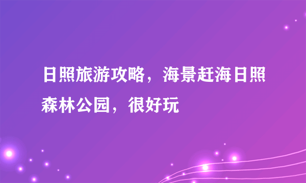 日照旅游攻略，海景赶海日照森林公园，很好玩