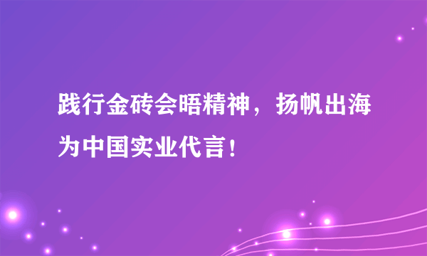 践行金砖会晤精神，扬帆出海为中国实业代言！