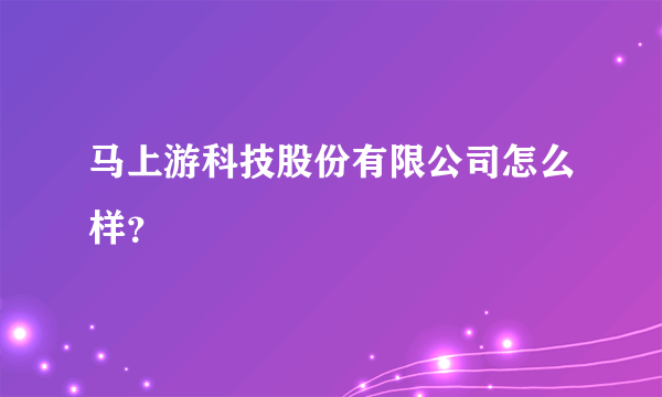 马上游科技股份有限公司怎么样？
