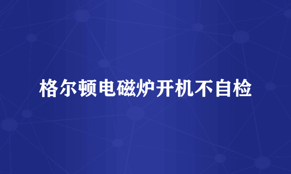 格尔顿电磁炉开机不自检