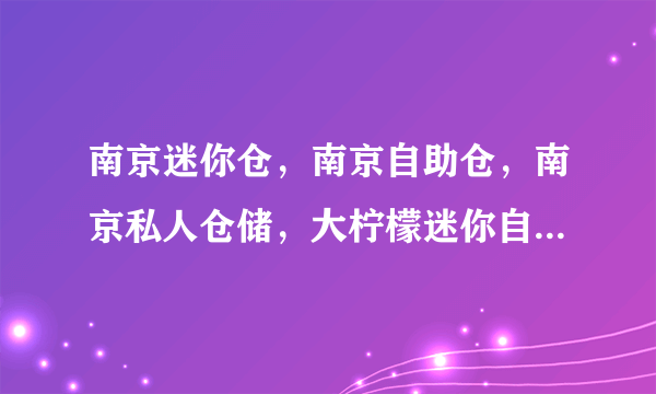 南京迷你仓，南京自助仓，南京私人仓储，大柠檬迷你自助仓来了