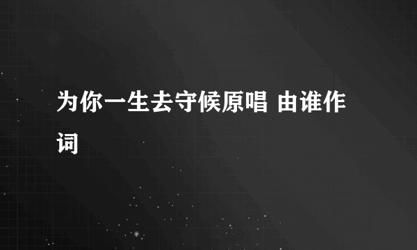 为你一生去守候原唱 由谁作词