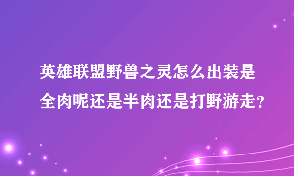 英雄联盟野兽之灵怎么出装是全肉呢还是半肉还是打野游走？