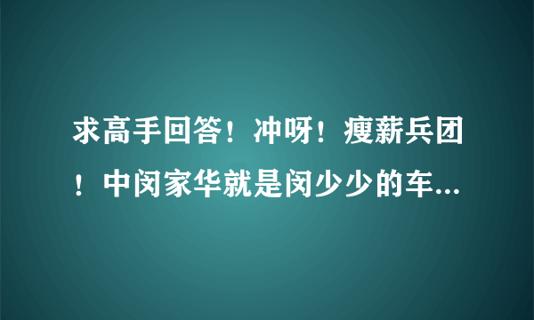 求高手回答！冲呀！瘦薪兵团！中闵家华就是闵少少的车是什么牌子什么型号啊？