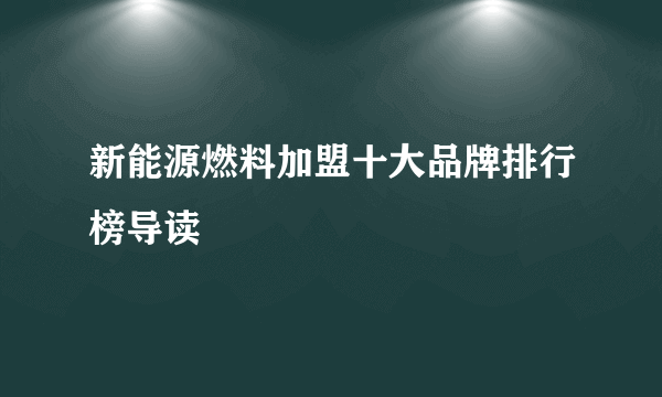 新能源燃料加盟十大品牌排行榜导读