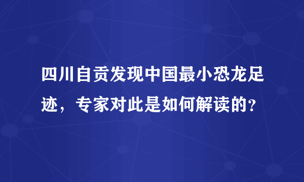 四川自贡发现中国最小恐龙足迹，专家对此是如何解读的？