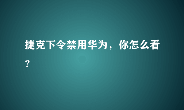 捷克下令禁用华为，你怎么看？