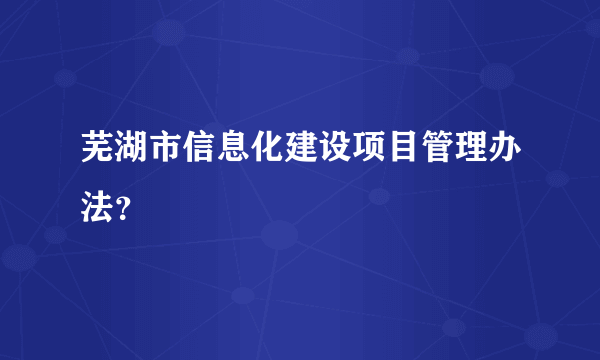 芜湖市信息化建设项目管理办法？