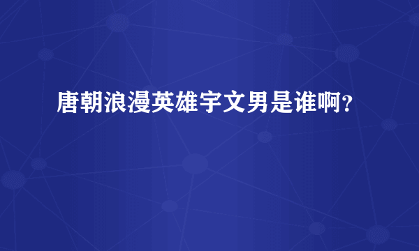 唐朝浪漫英雄宇文男是谁啊？