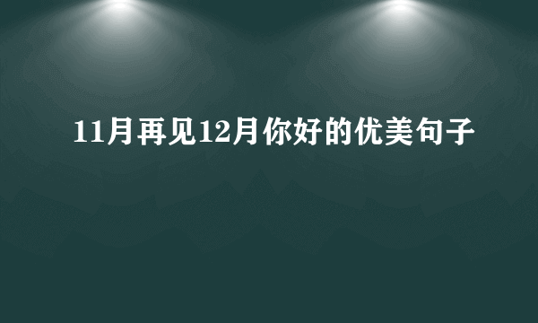 11月再见12月你好的优美句子