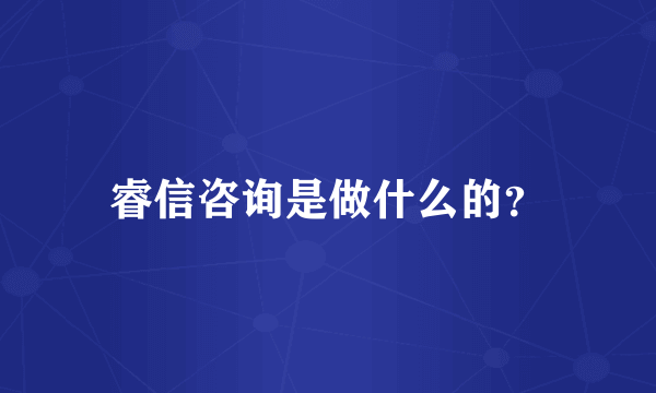 睿信咨询是做什么的？