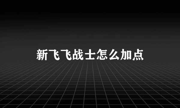 新飞飞战士怎么加点