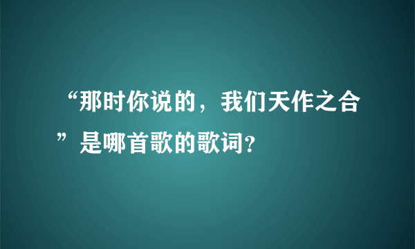 “那时你说的，我们天作之合”是哪首歌的歌词？