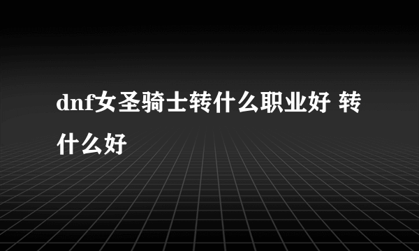 dnf女圣骑士转什么职业好 转什么好