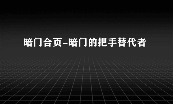 暗门合页-暗门的把手替代者