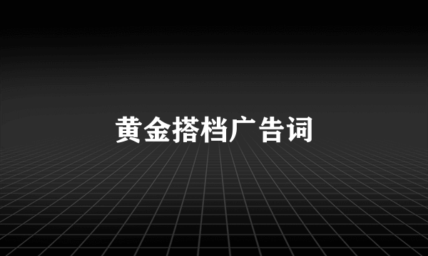 黄金搭档广告词