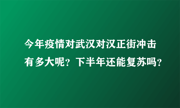 今年疫情对武汉对汉正街冲击有多大呢？下半年还能复苏吗？