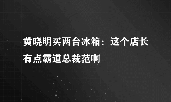 黄晓明买两台冰箱：这个店长有点霸道总裁范啊