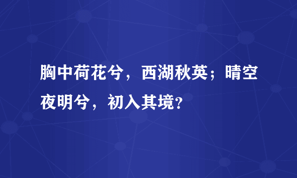 胸中荷花兮，西湖秋英；晴空夜明兮，初入其境？