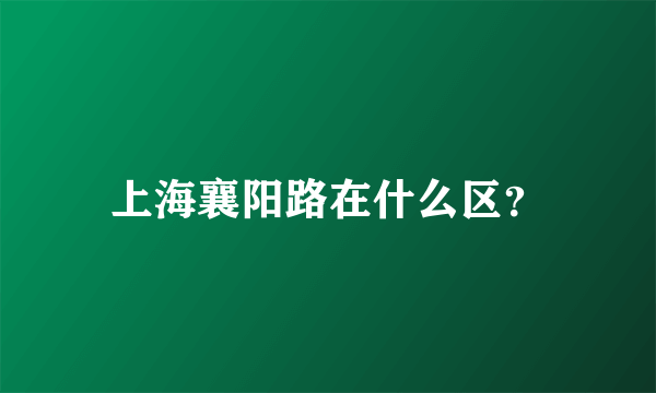 上海襄阳路在什么区？