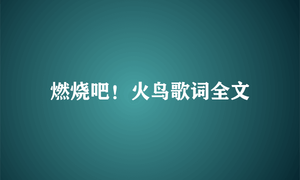 燃烧吧！火鸟歌词全文