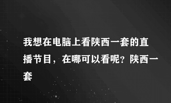 我想在电脑上看陕西一套的直播节目，在哪可以看呢？陕西一套