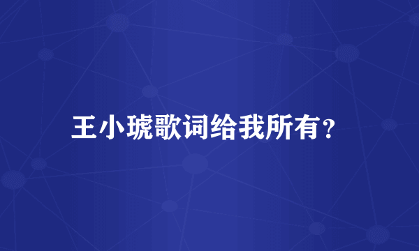 王小琥歌词给我所有？