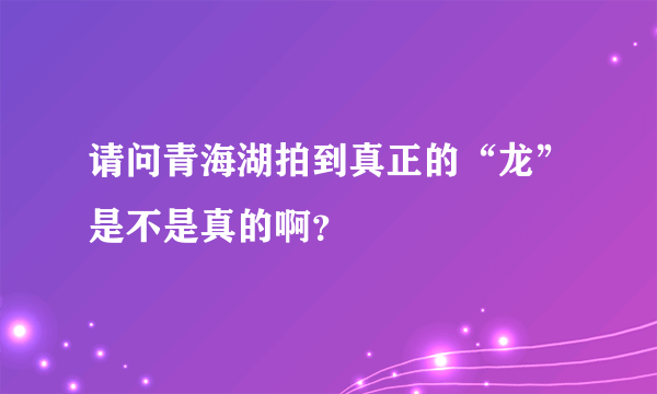 请问青海湖拍到真正的“龙”是不是真的啊？