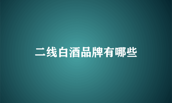 二线白酒品牌有哪些