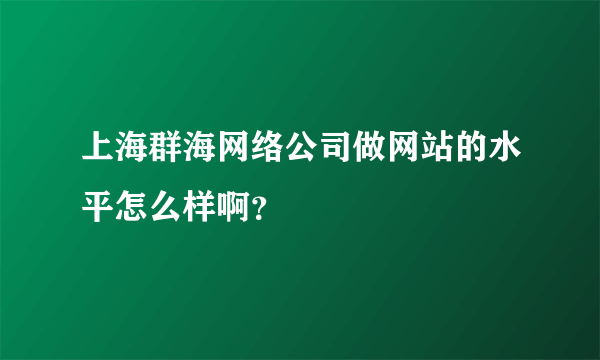 上海群海网络公司做网站的水平怎么样啊？