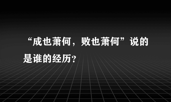 “成也萧何，败也萧何”说的是谁的经历？