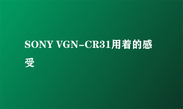 SONY VGN-CR31用着的感受