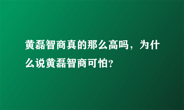黄磊智商真的那么高吗，为什么说黄磊智商可怕？