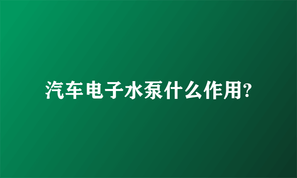 汽车电子水泵什么作用?
