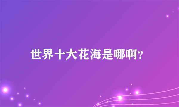 世界十大花海是哪啊？