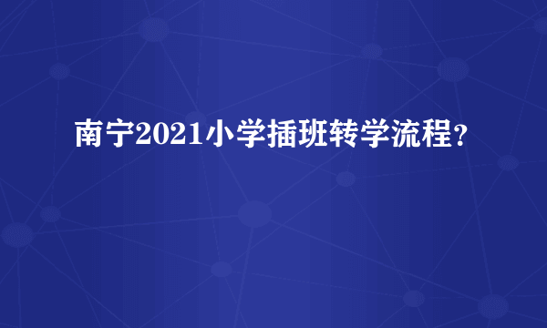 南宁2021小学插班转学流程？