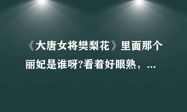 《大唐女将樊梨花》里面那个丽妃是谁呀?看着好眼熟，她还有演过什么电视啊？