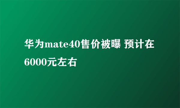 华为mate40售价被曝 预计在6000元左右