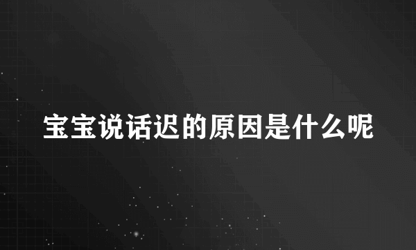 宝宝说话迟的原因是什么呢