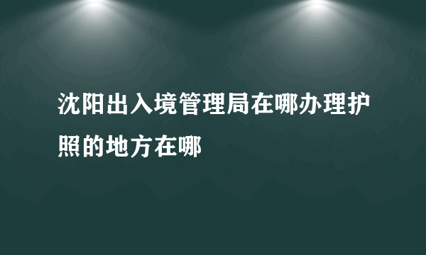 沈阳出入境管理局在哪办理护照的地方在哪