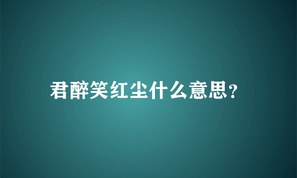 君醉笑红尘什么意思？