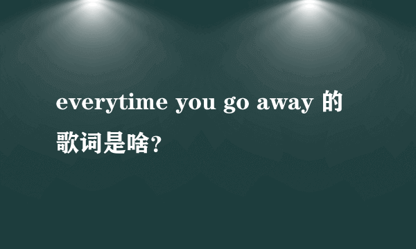 everytime you go away 的歌词是啥？