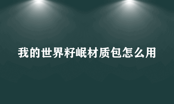我的世界籽岷材质包怎么用